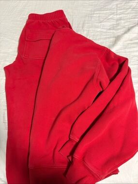 Aritzia Red Sweatset: Crewneck and Wide leg Cargo sweatpants